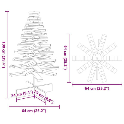 Wooden Christmas Tree for Decoration Wax Brown 100 cm Solid Wood Pine