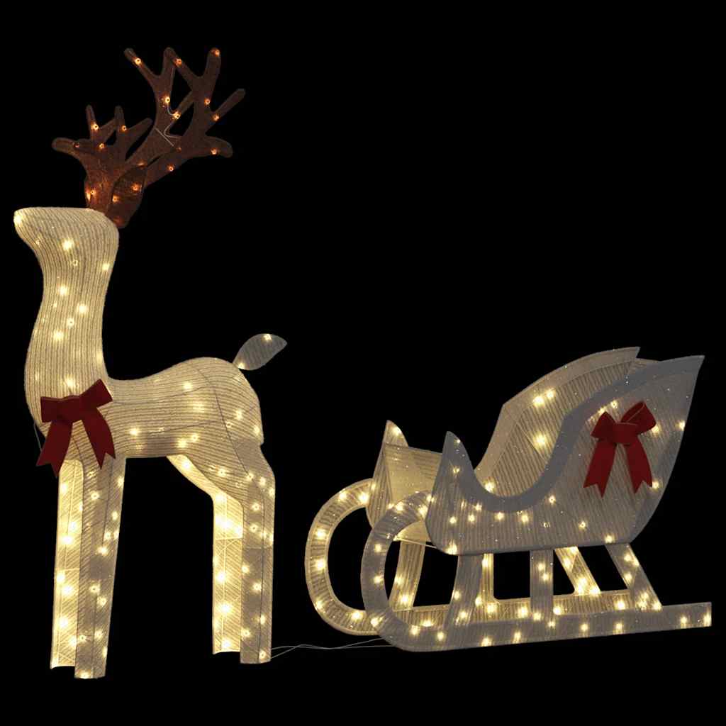 Christmas Decoration Reindeer and Sleigh 100 LEDs Cold White