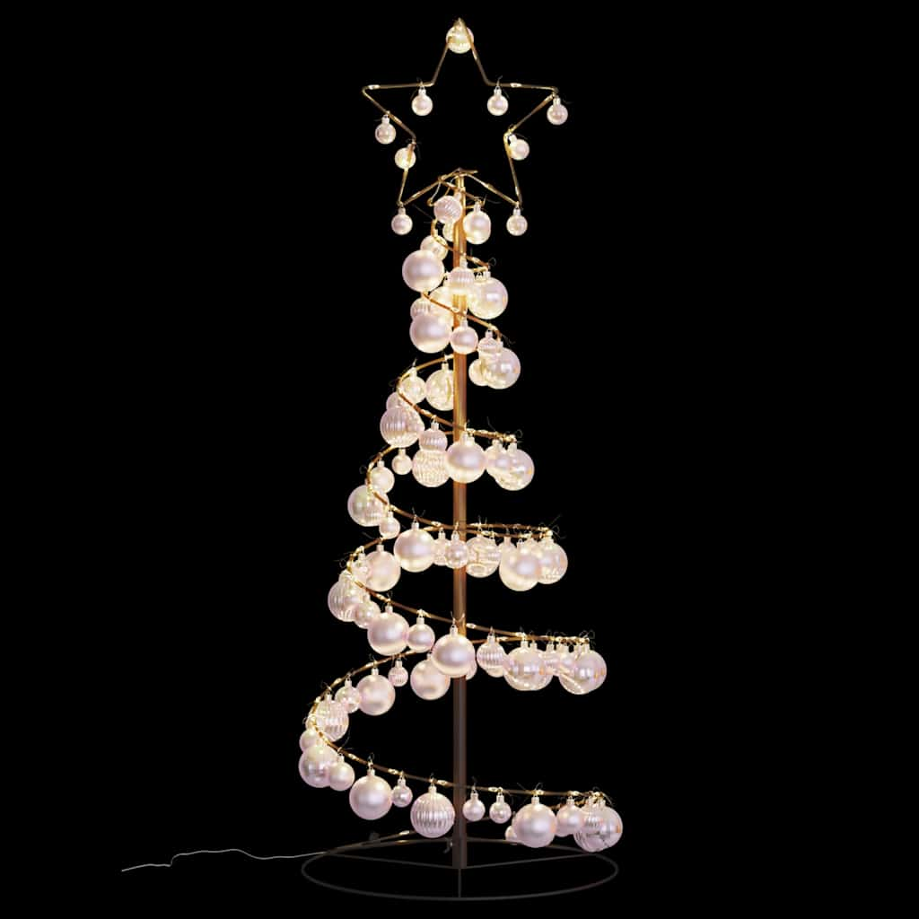 Christmas Tree Light Cone with Baubles 80 LEDs Warm White 120 cm