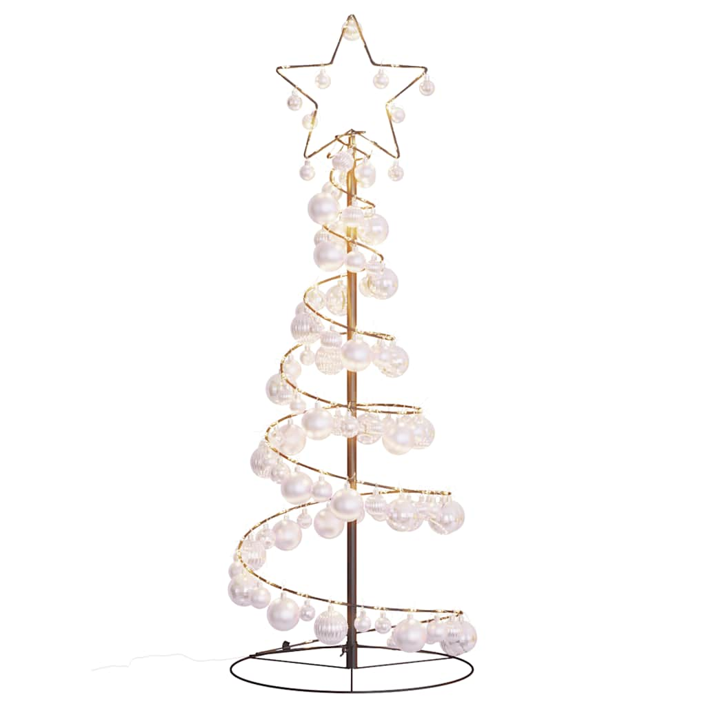 Christmas Tree Light Cone with Baubles 80 LEDs Warm White 120 cm