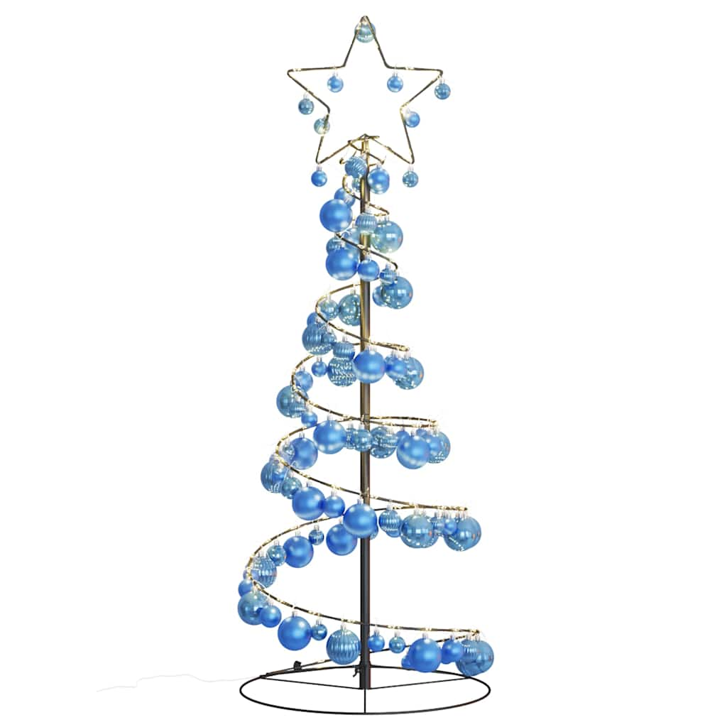 Christmas Tree Light Cone with Baubles 80 LEDs Warm White 120 cm