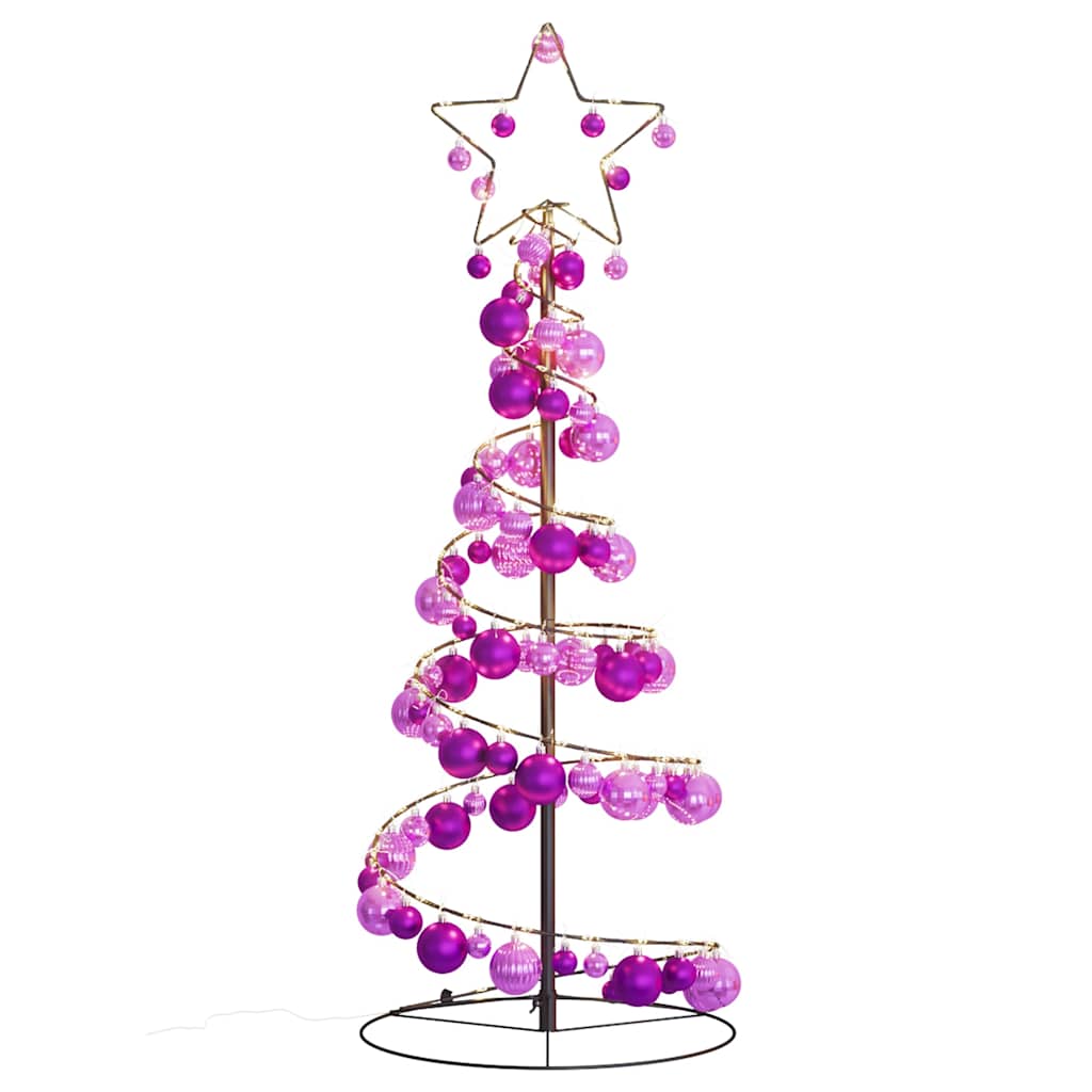 Christmas Tree Light Cone with Baubles 80 LEDs Warm White 120 cm