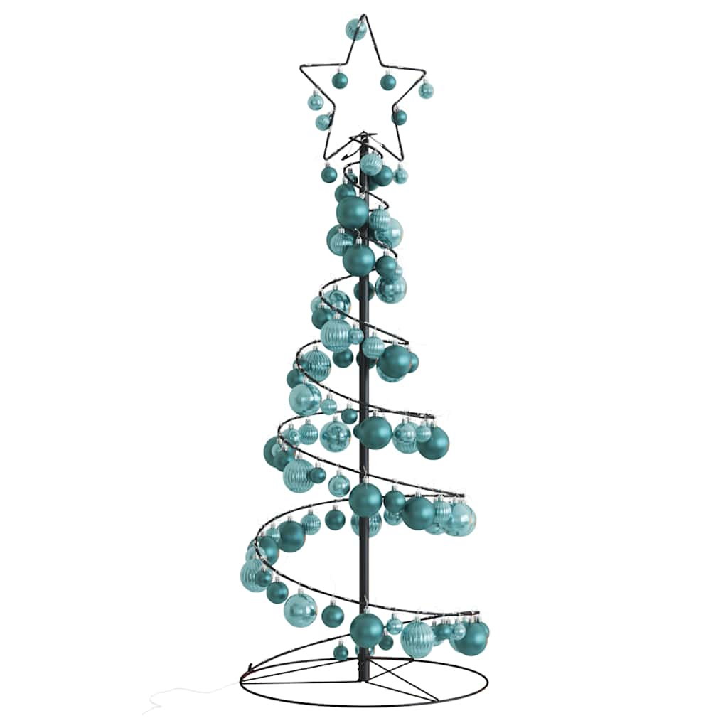 Christmas Tree Light Cone with Baubles 80 LEDs Warm White 120 cm