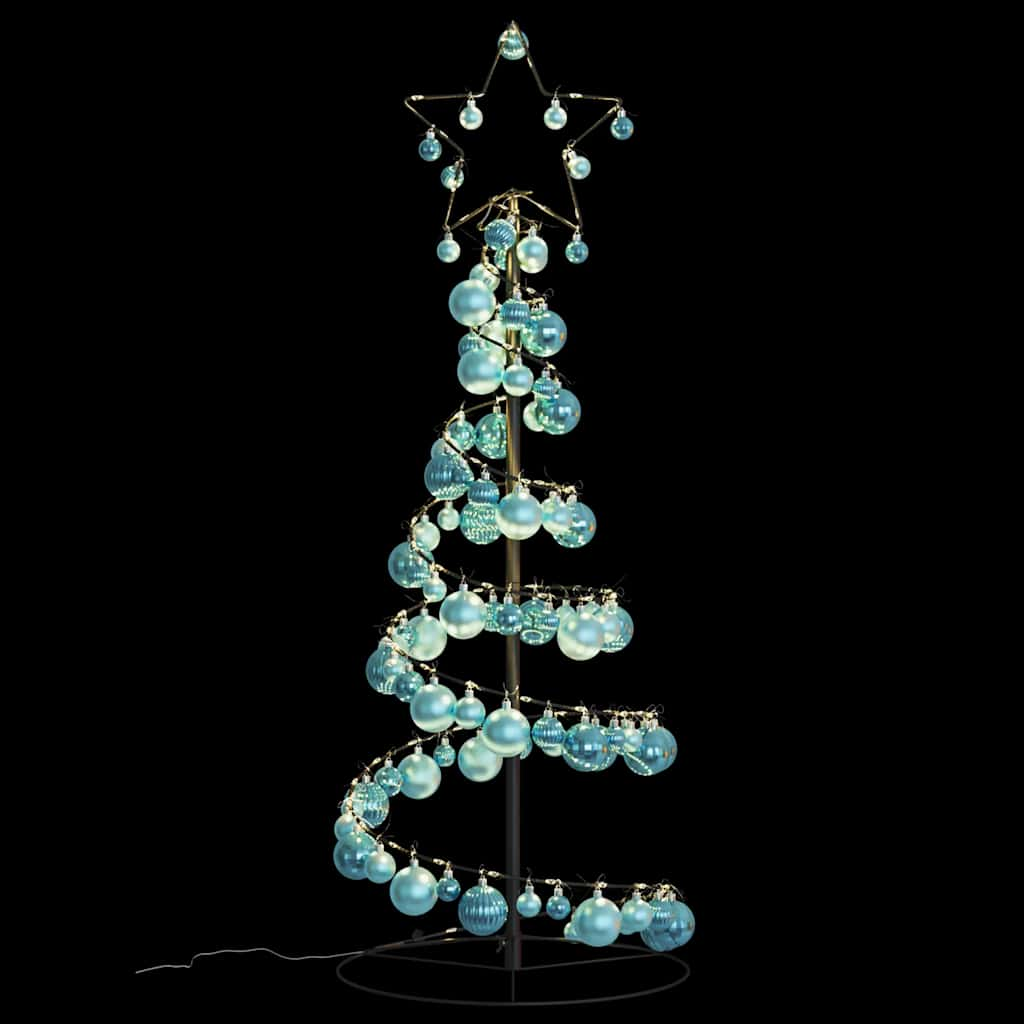 Christmas Tree Light Cone with Baubles 80 LEDs Warm White 120 cm