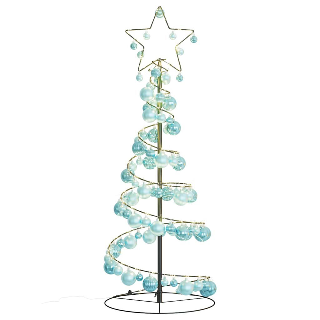 Christmas Tree Light Cone with Baubles 80 LEDs Warm White 120 cm