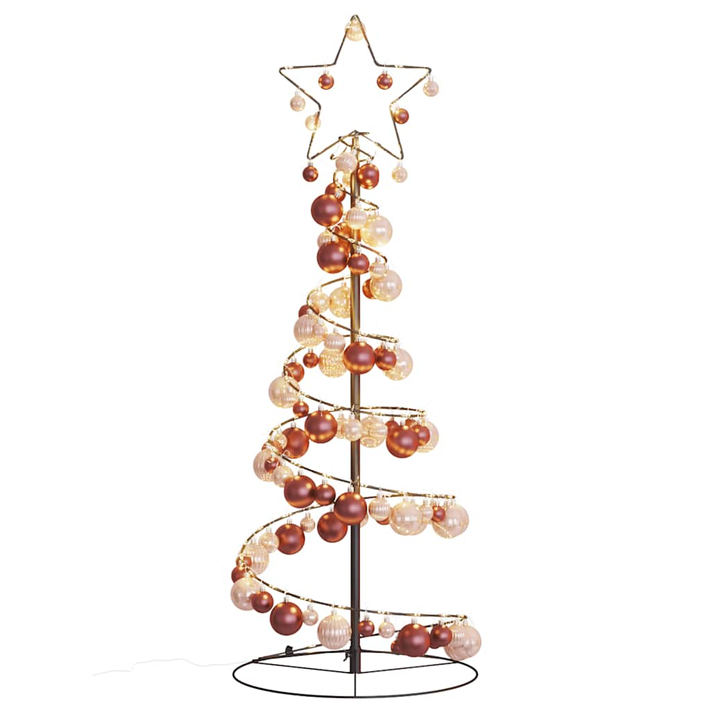 Christmas Tree Light Cone with Baubles 80 LEDs Warm White 120 cm