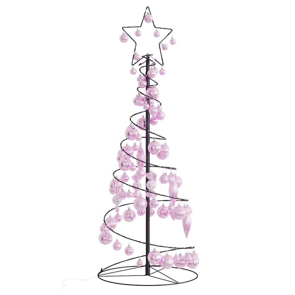 Christmas Tree Light Cone with Baubles 80 LEDs Warm White 120 cm