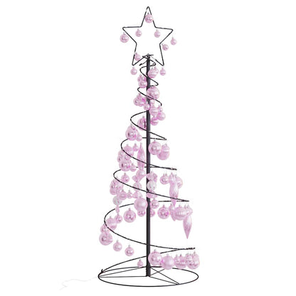 Christmas Tree Light Cone with Baubles 80 LEDs Warm White 120 cm