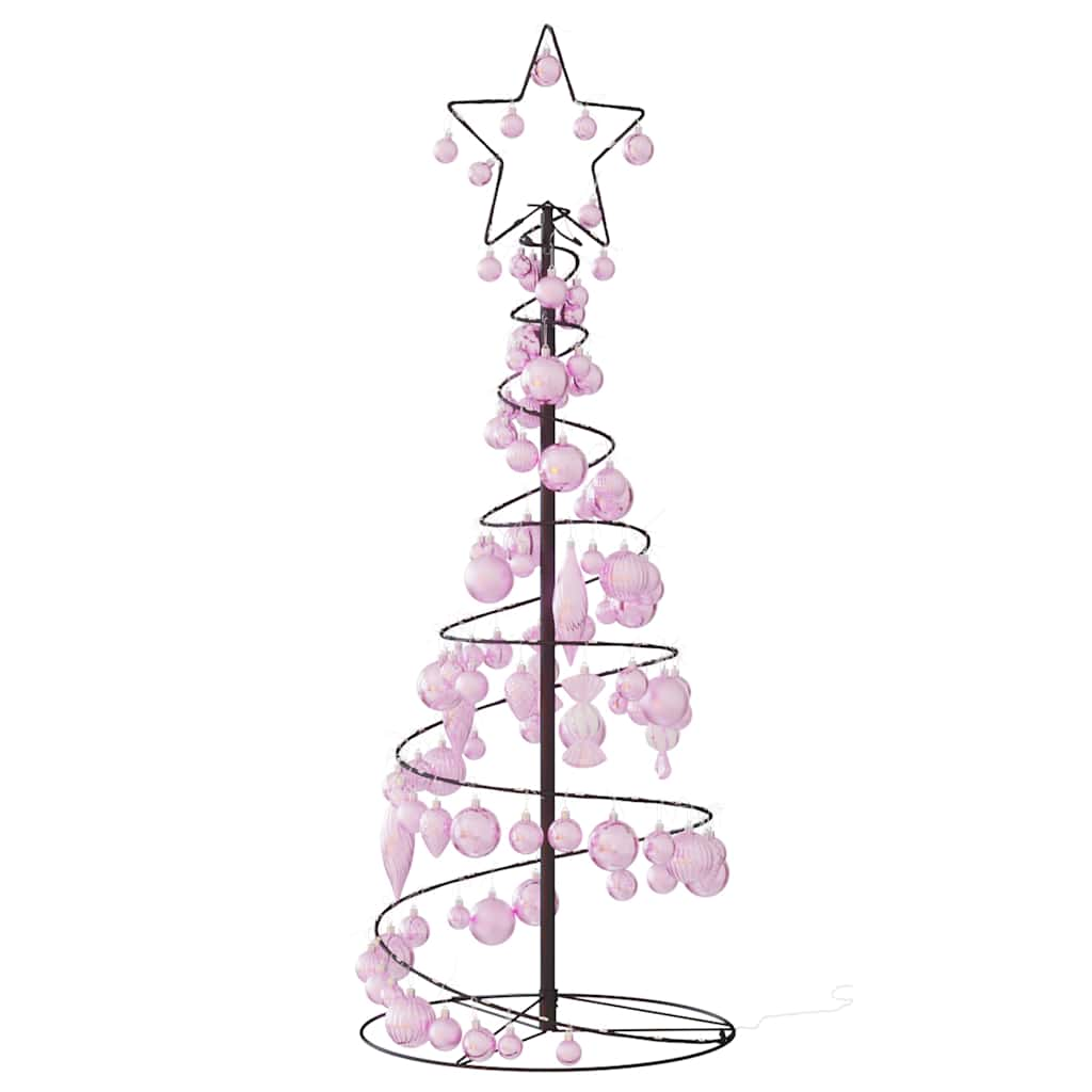 Christmas Tree Light Cone with Baubles 80 LEDs Warm White 120 cm