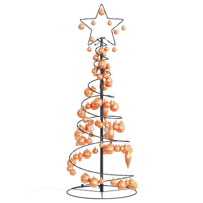 Christmas Tree Light Cone with Baubles 80 LEDs Warm White 120 cm