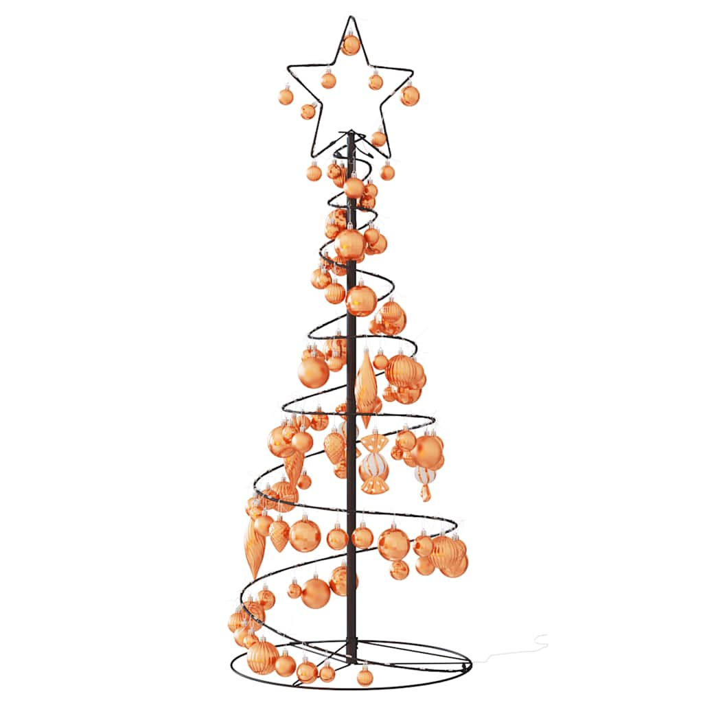 Christmas Tree Light Cone with Baubles 80 LEDs Warm White 120 cm