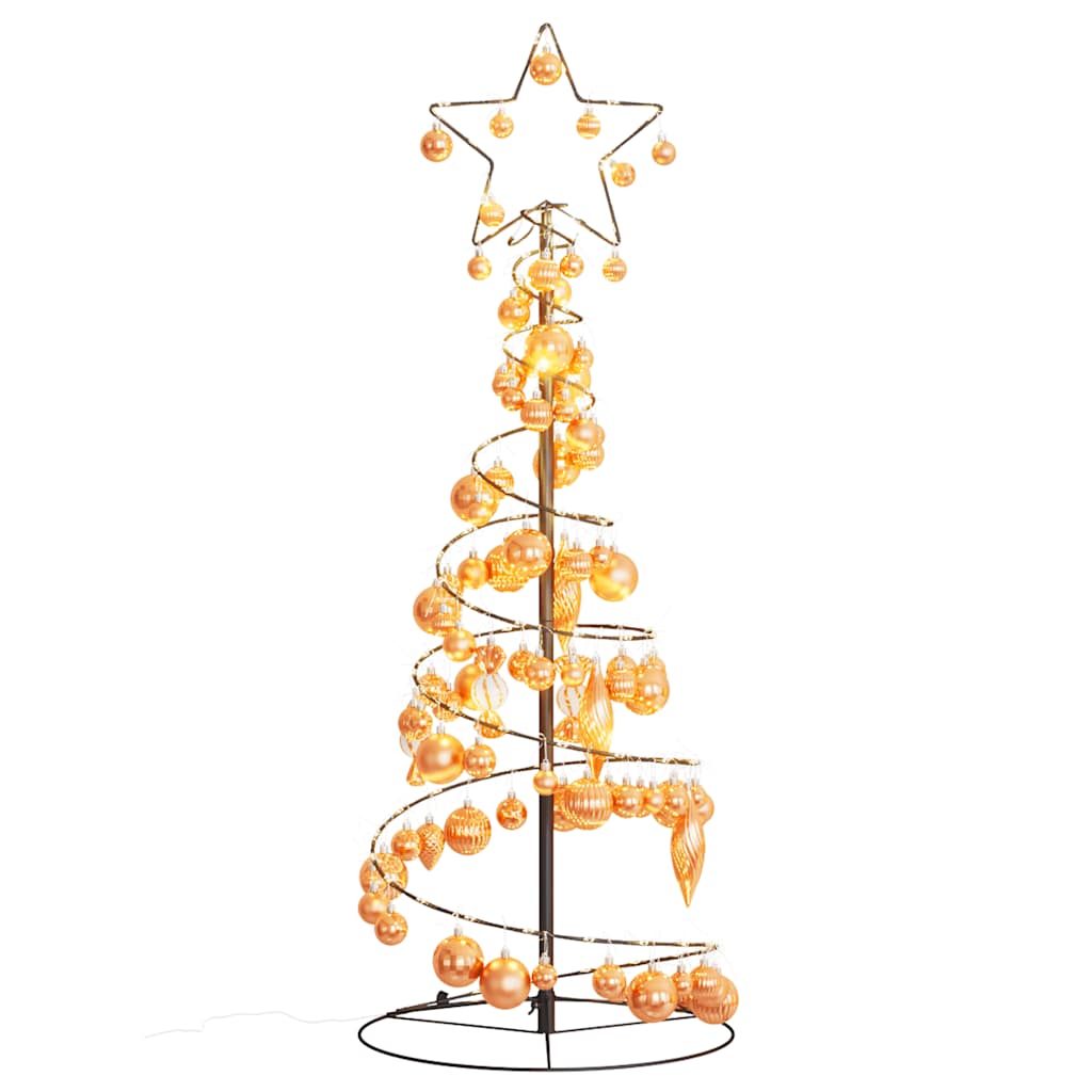 Christmas Tree Light Cone with Baubles 80 LEDs Warm White 120 cm