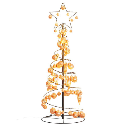 Christmas Tree Light Cone with Baubles 80 LEDs Warm White 120 cm