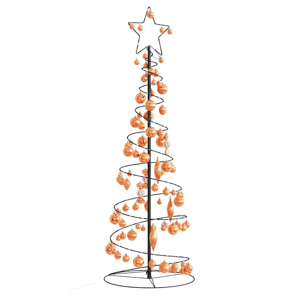 Christmas Tree Light Cone with Baubles 100 LEDs Warm White 150 cm