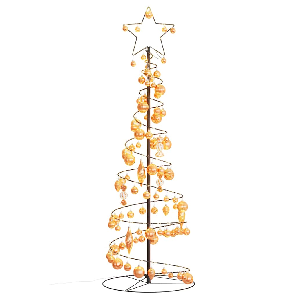 Christmas Tree Light Cone with Baubles 100 LEDs Warm White 150 cm