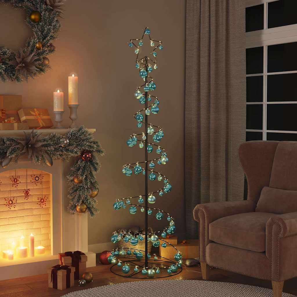 Christmas Tree Light Cone with Baubles 120 LEDs Warm White 180 cm