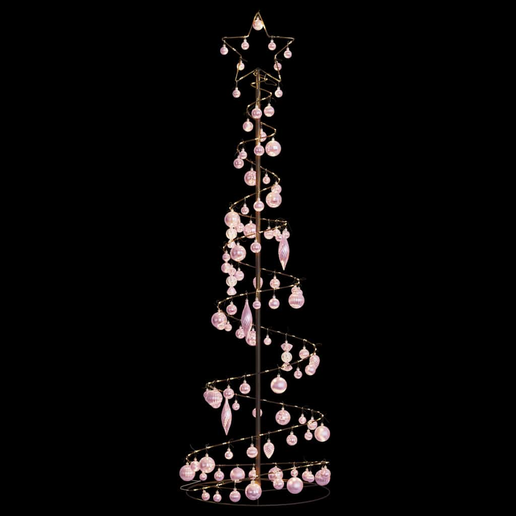 Christmas Tree Light Cone with Baubles 120 LEDs Warm White 180 cm