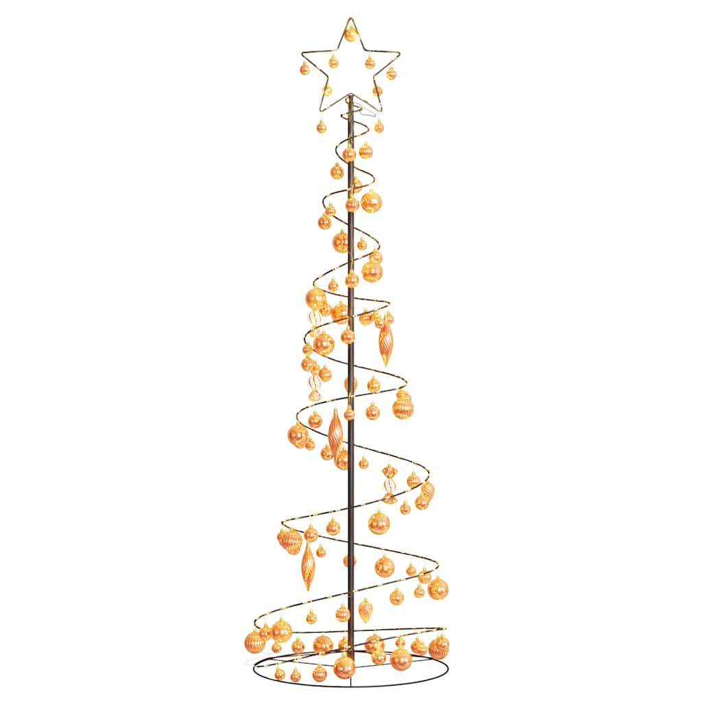 Christmas Tree Light Cone with Baubles 120 LEDs Warm White 180 cm