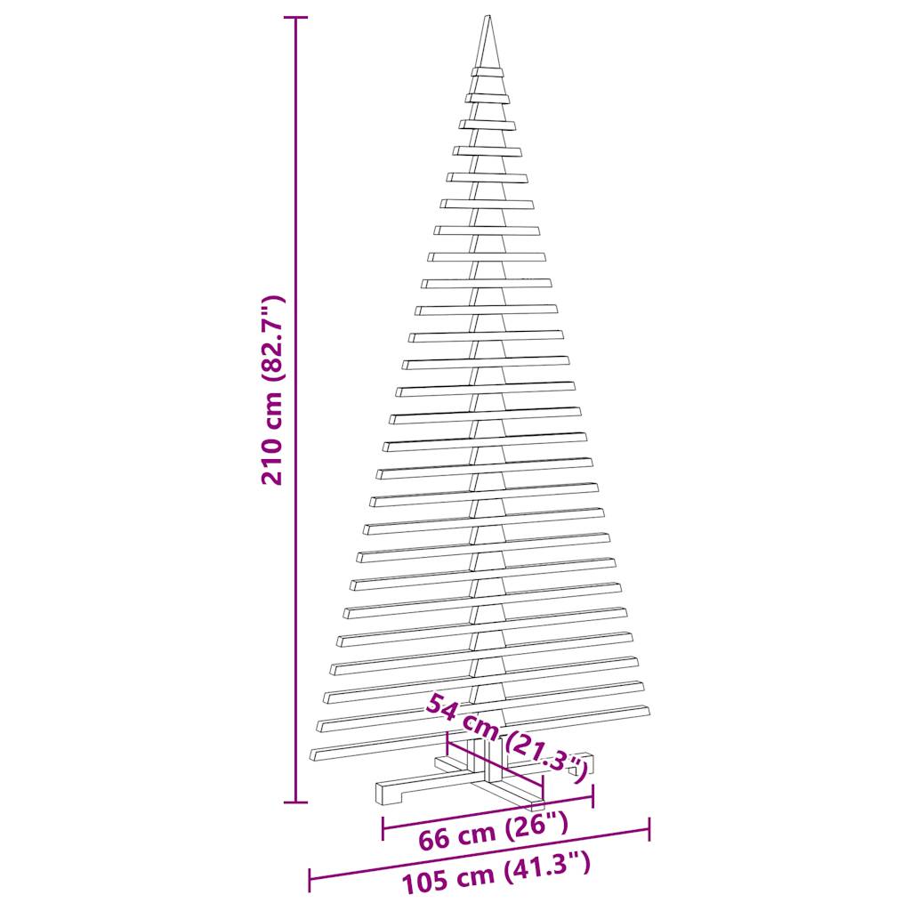 Wooden Christmas Tree for Decoration 210 cm Solid Wood Pine