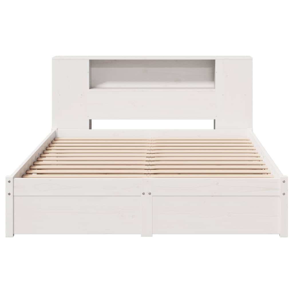 Bookcase Bed without Mattress White 140x190cm Solid Wood Pine