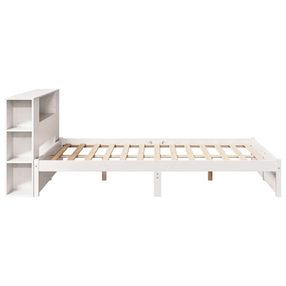 Bookcase Bed without Mattress White 140x190cm Solid Wood Pine