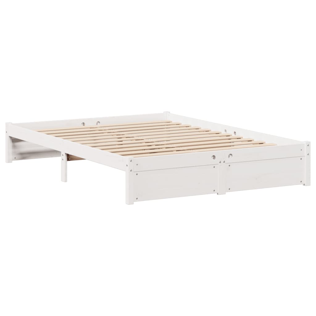 Bookcase Bed without Mattress White 140x190cm Solid Wood Pine