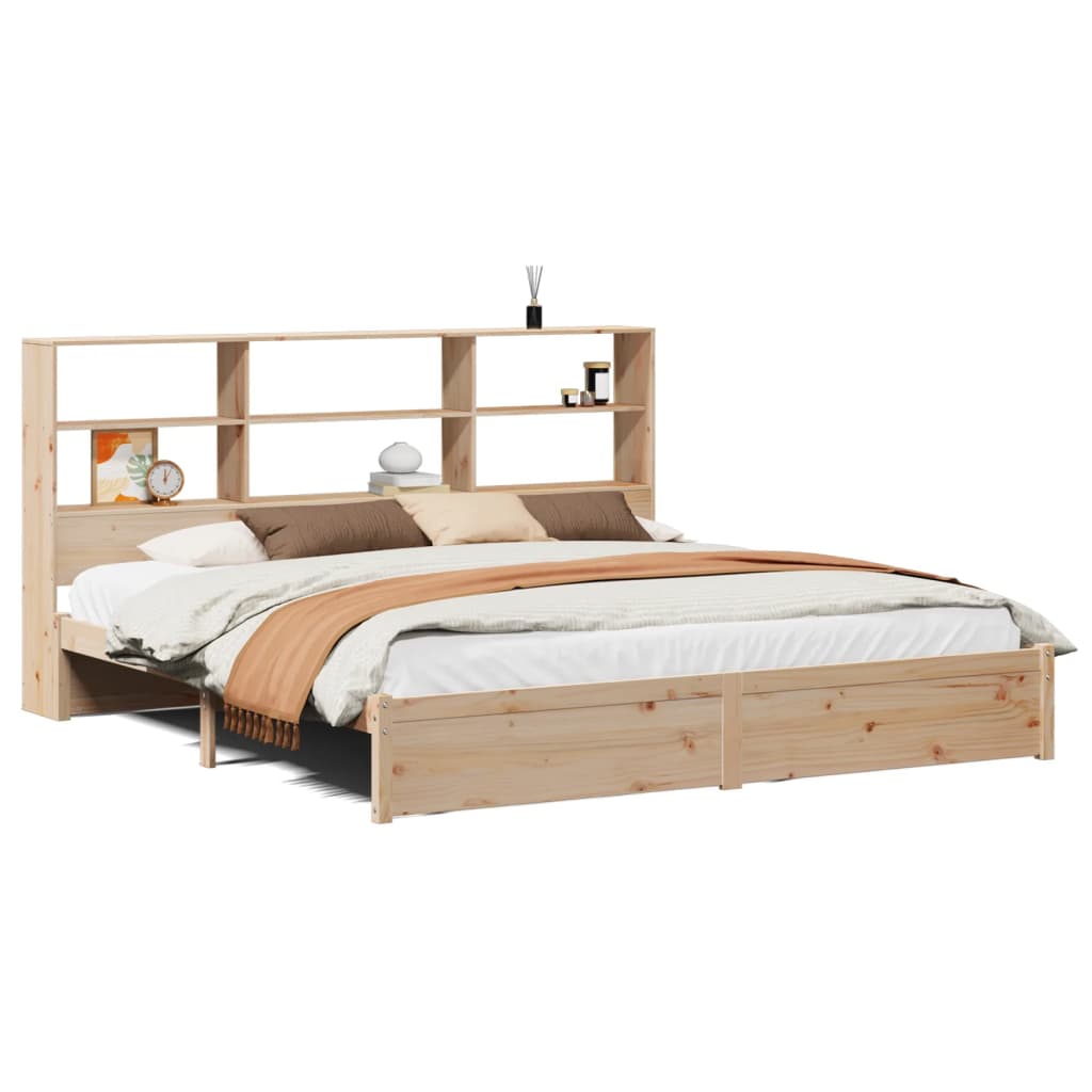 Bookcase Bed without Mattress 200x200cm Solid Wood Pine