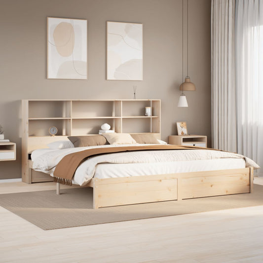 Bookcase Bed without Mattress 200x200cm Solid Wood Pine