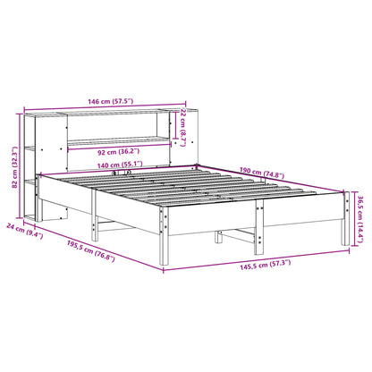 Bookcase Bed without Mattress 140x190 cm Solid Wood Pine