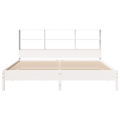 Bookcase Bed without Mattress White 180x200 cm Super King Solid Wood Pine