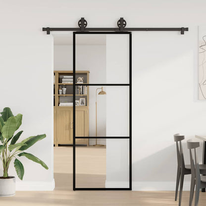 Sliding Door with Hardware Set 76x205 cm ESG Glass&Aluminium