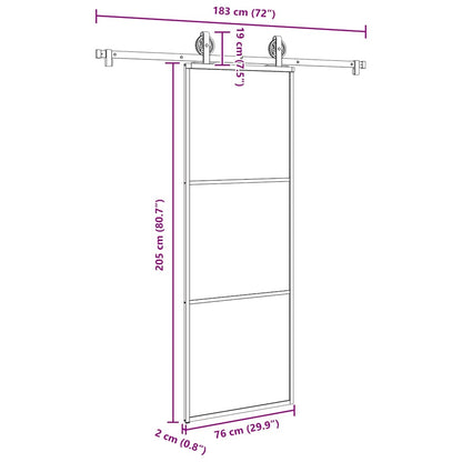 Sliding Door with Hardware Set 76x205 cm ESG Glass&Aluminium