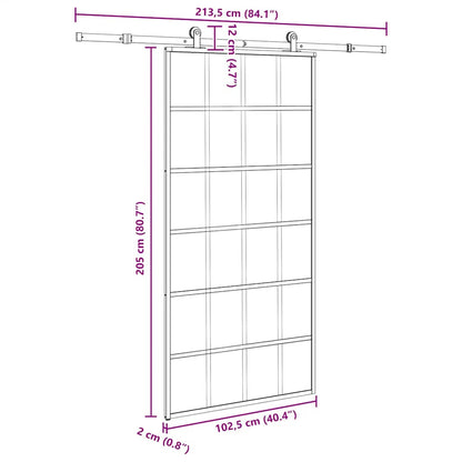 Sliding Door with Hardware Set 102x205 cm ESG Glass&Aluminium