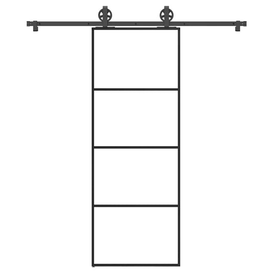 Sliding Door with Hardware Set 76x205 cm ESG Glass&Aluminium