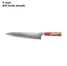 Load image into Gallery viewer, XUANFENG set of vg10 steel kitchen knife brocade machete chef knife bread knife blue resin and color wooden handle kitchen tools - MiniDreamMakers
