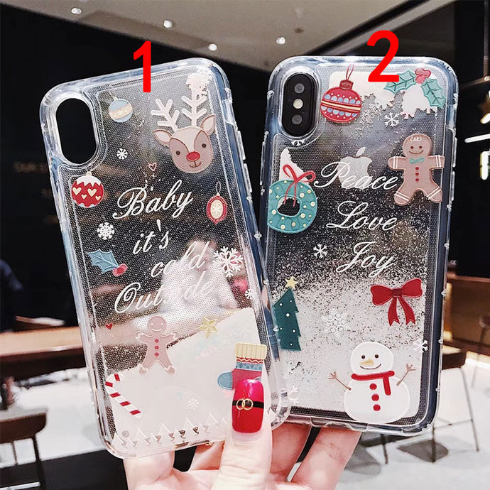 Christmas Fashion Liquid Glitter Sand Mobile Phone Cases For iphone 6 6s 5 S SE 7 8 Plus X XR XS Max