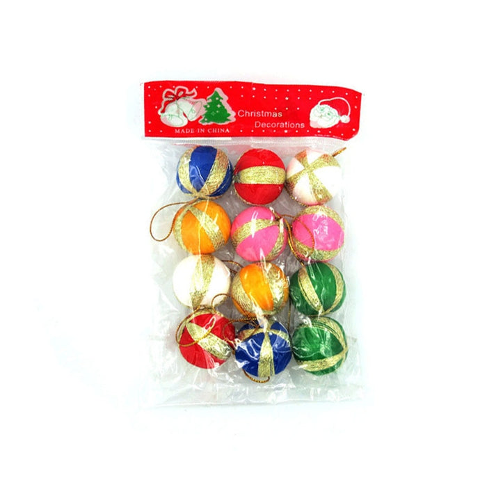 12Pcs Mini Multicolored Christmas Balls Baubles Party Xmas Tree Decorations Hanging Ornament Decor - MiniDreamMakers