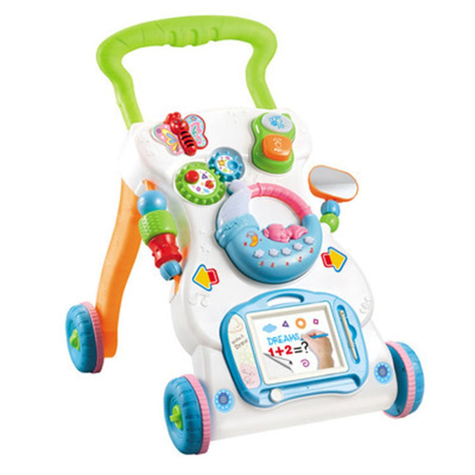 Unisex Infants' Walker Toddler Trolley Multi function Anti rollover Height Adjustable Walker Walking Teaching Cars Toys - MiniDreamMakers