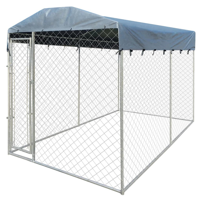 Outdoor Dog Kennel with Canopy Top 4x2x2.4 m - MiniDreamMakers