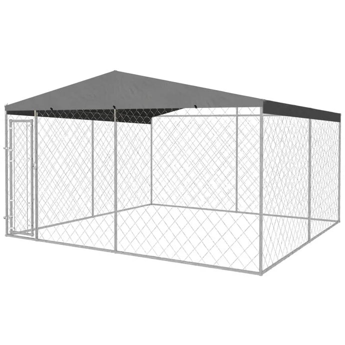 Outdoor Dog Kennel with Roof 4x4x2.4 m - MiniDreamMakers