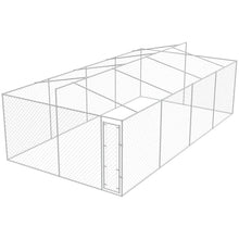 Load image into Gallery viewer, Outdoor Dog Kennel with Roof Galvanised Steel 8x4x2.4 m - MiniDreamMakers
