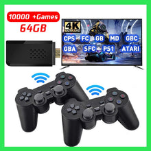 Load image into Gallery viewer, 4K HD Video TV Game Console 2G+32G/64G 10000+ Classic Retro Games 4K Game Stick With 2.4G Wireless Controller PS1/FC Joystick - MiniDM Store
