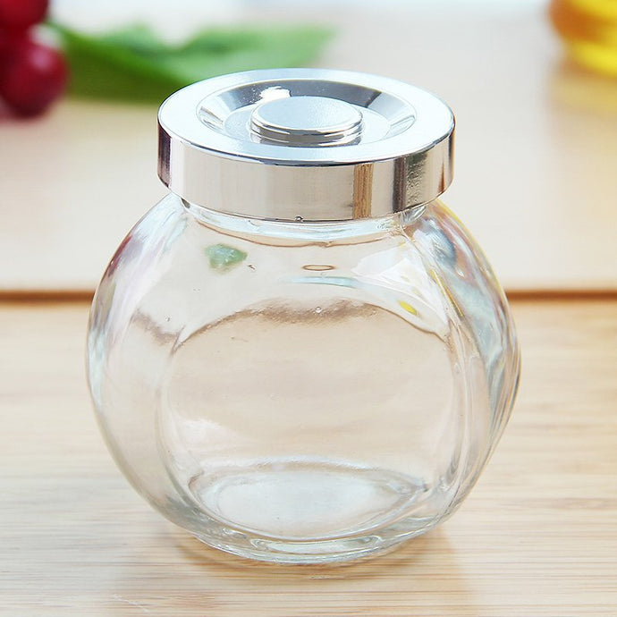 DIHE Spherical Glass Jar Pot Beans Kitchen Storage Bottle - MiniDM Store