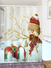 Load image into Gallery viewer, Christmas Snowman Print Fabric Waterproof Shower Curtain - MiniDreamMakers
