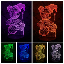 Load image into Gallery viewer, Baby Teddy Bear Hold Love Heart Balloon 3D USB LED Lamp Table Night Light Home Room Decor Kids Toy Christmas Gift Beside - MiniDreamMakers
