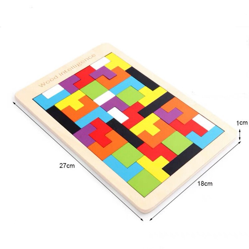Colorful wooden tangram puzzle toy wooden tetris game intelligence education kid educational toy child wooden puzzle toy gift - MiniDM Store