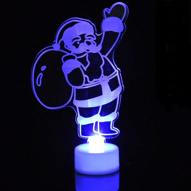 Merry Christmas Acrylic LED Light Christmas Tree Ornaments Pendant Christmas Santa Claus Snowman Light Xmas 2019 Navidad Decor - MiniDreamMakers