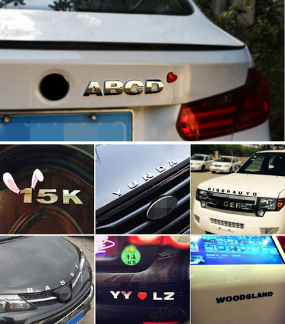 25mm Car Auto Chrome Metal DIY 3D ARC Letters Digital Alphabet Emblem Decoration Car Stickers Logo Automobiles Car Accessories - MiniDM Store
