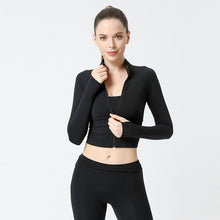 Load image into Gallery viewer, Nude Zipper Fitness Gym tops Long Sleeve yoga shirts Autumn and winter Slim running jacket Quick dry sports jackets coats - MiniDreamMakers
