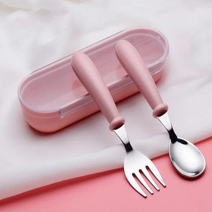 Baby Gadgets Tableware Set Children Utensil Stainless Steel Toddler Dinnerware Cutlery Cartoon Infant Food Feeding Spoon Fork - MiniDreamMakers